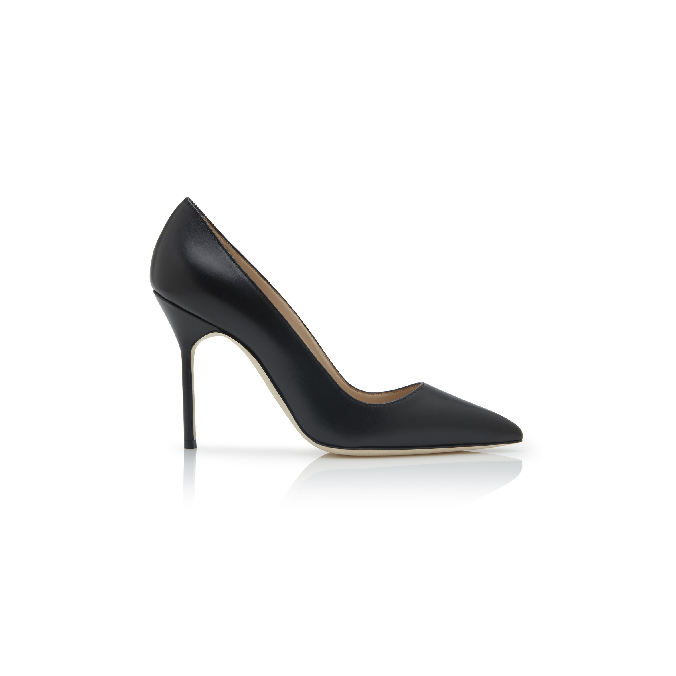 MANOLO BLAHNIK BB CALF BLACK CALF LEATHER POINTED TOE PUMPS 9XX-0512-0013